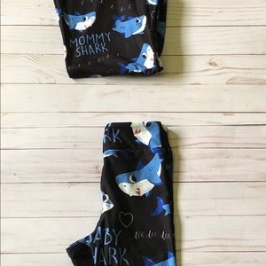 Custom mommy and baby shark leggings based on song